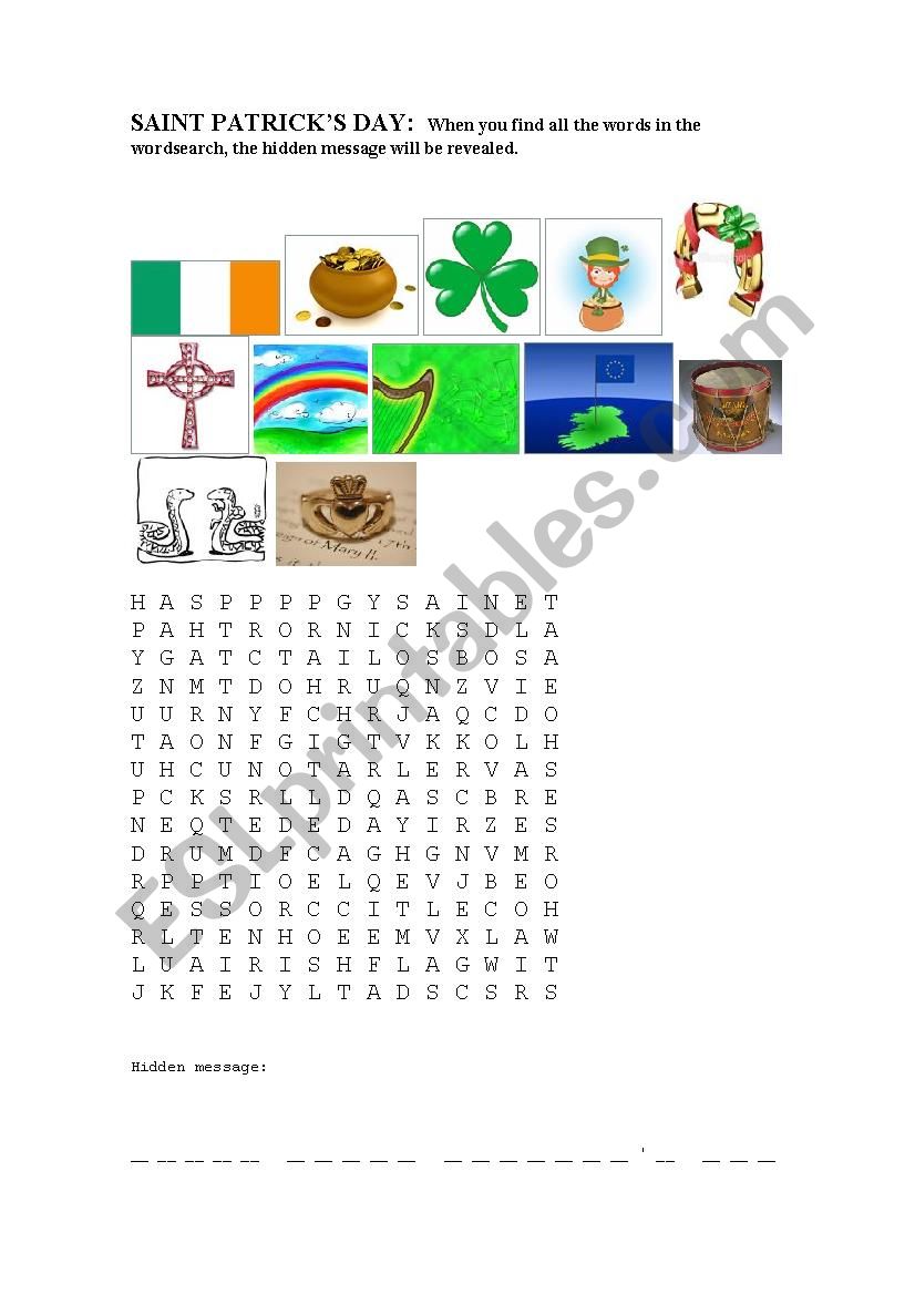 Saint Patrick`s Day worksheet